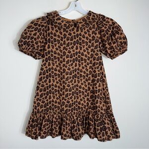 Janie and Jack Girls Short Puff Sleeve Dress-Animal Print-Cotton-Size 12